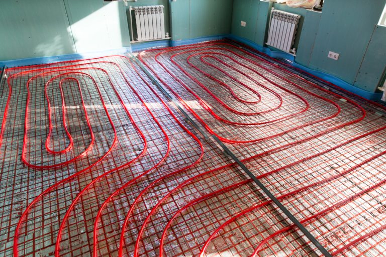 A contour layout of a heat insulated flooring with control panels attached on the walls, Can Heated Floors Go Under Carpet?
