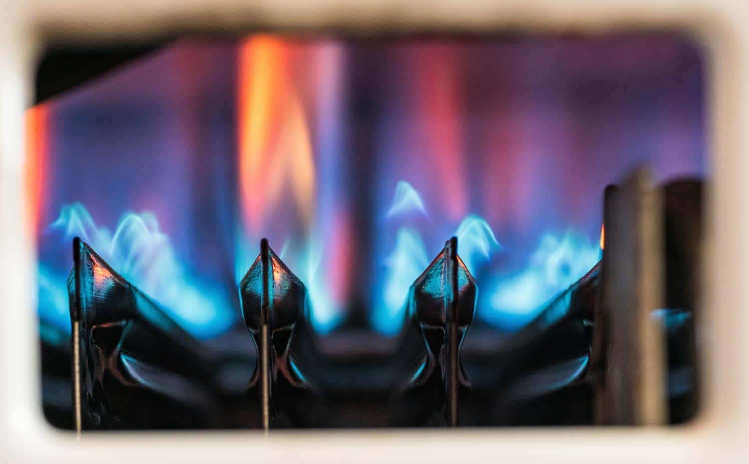 Blue flames heating boiler
