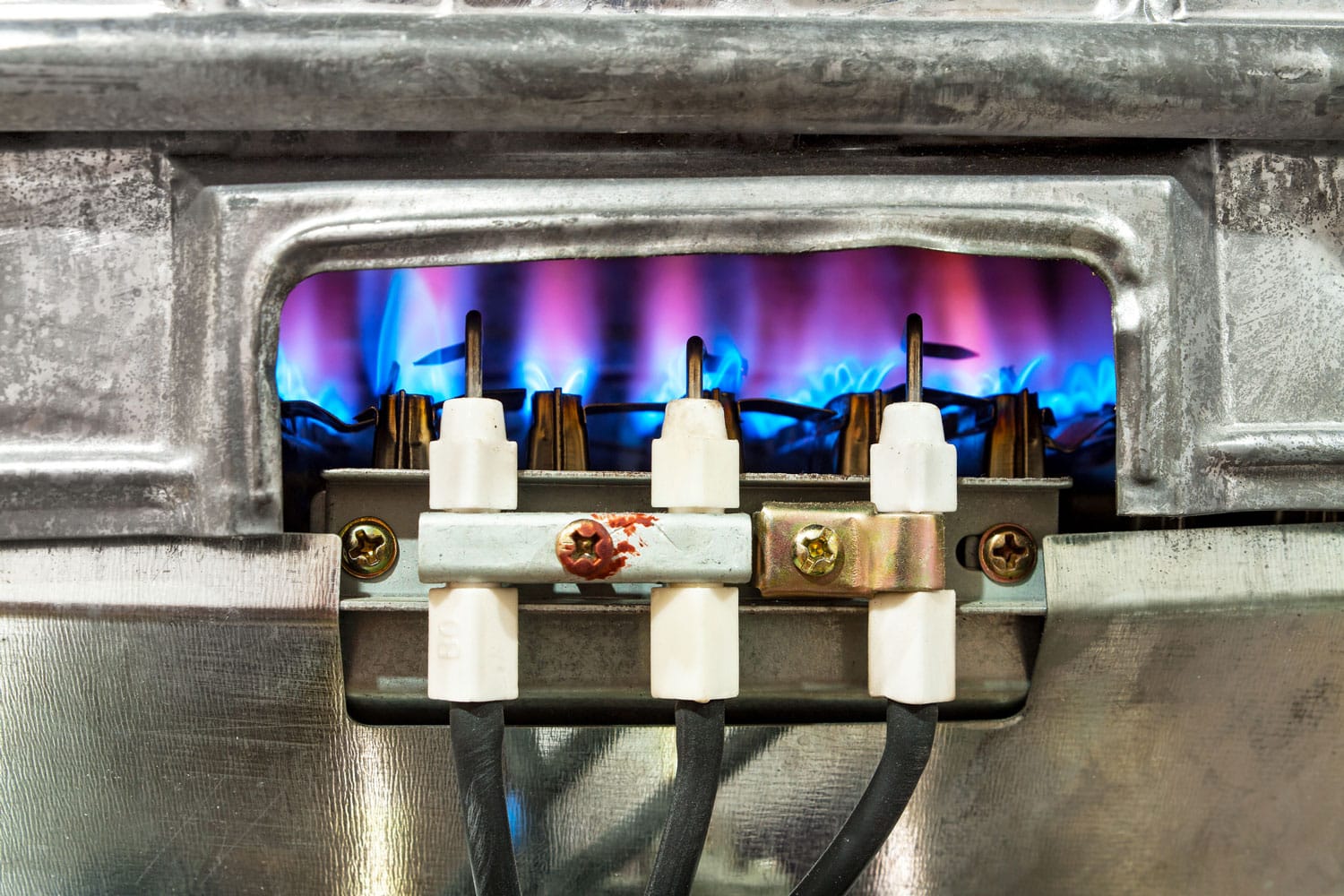 Gas burns in modern water heater