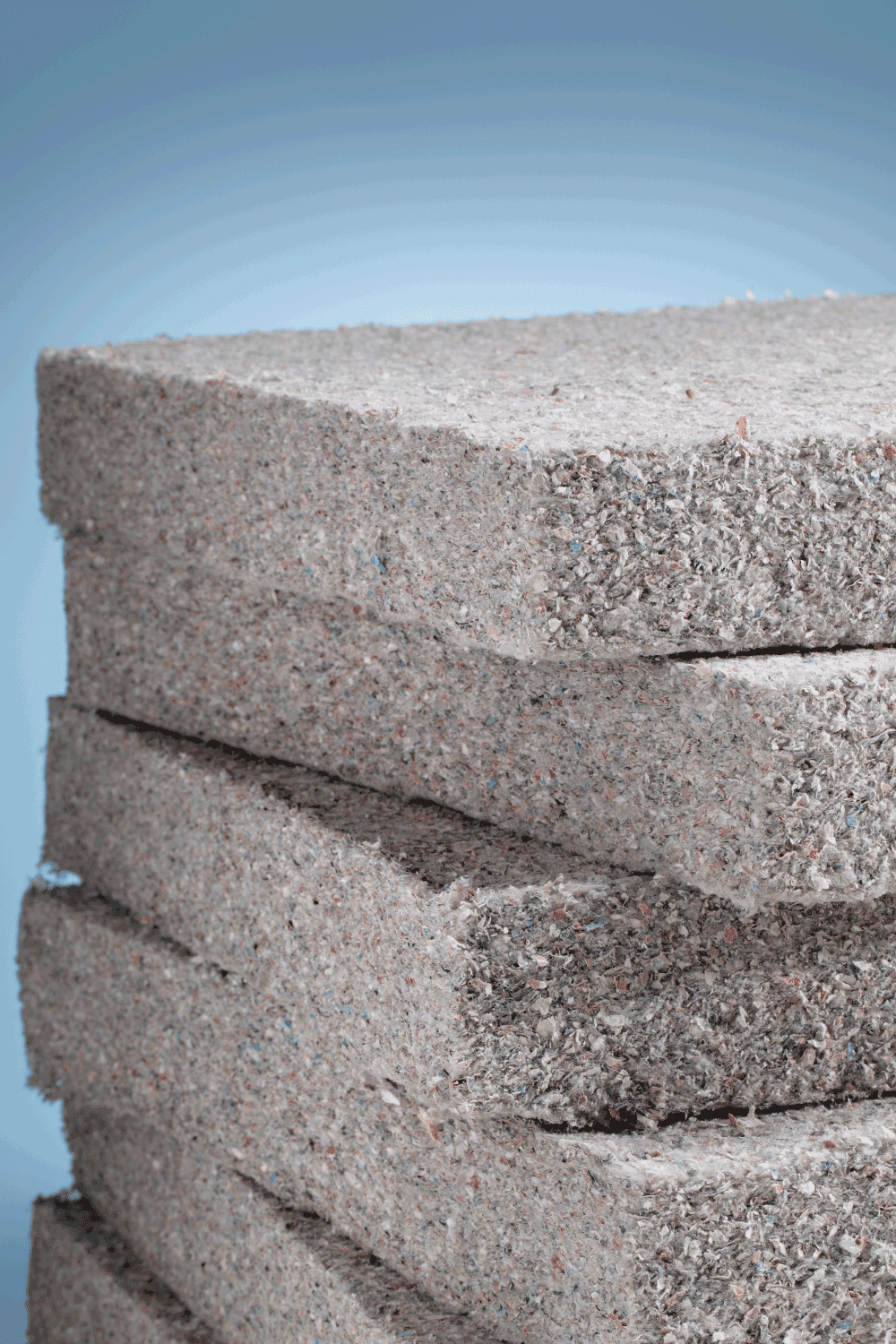 cellulose insulation pads stacked on top of each other