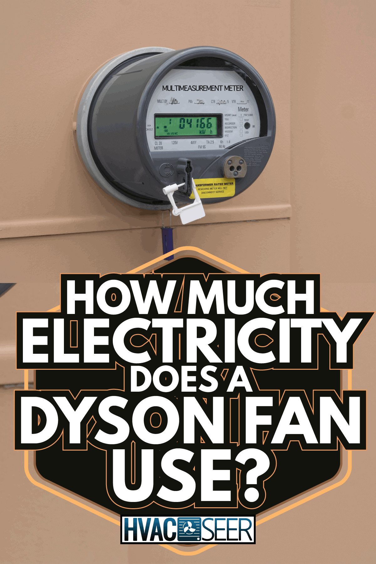 electric utility meter on a brown wall. How Much Electricity Does A Dyson Fan Use
