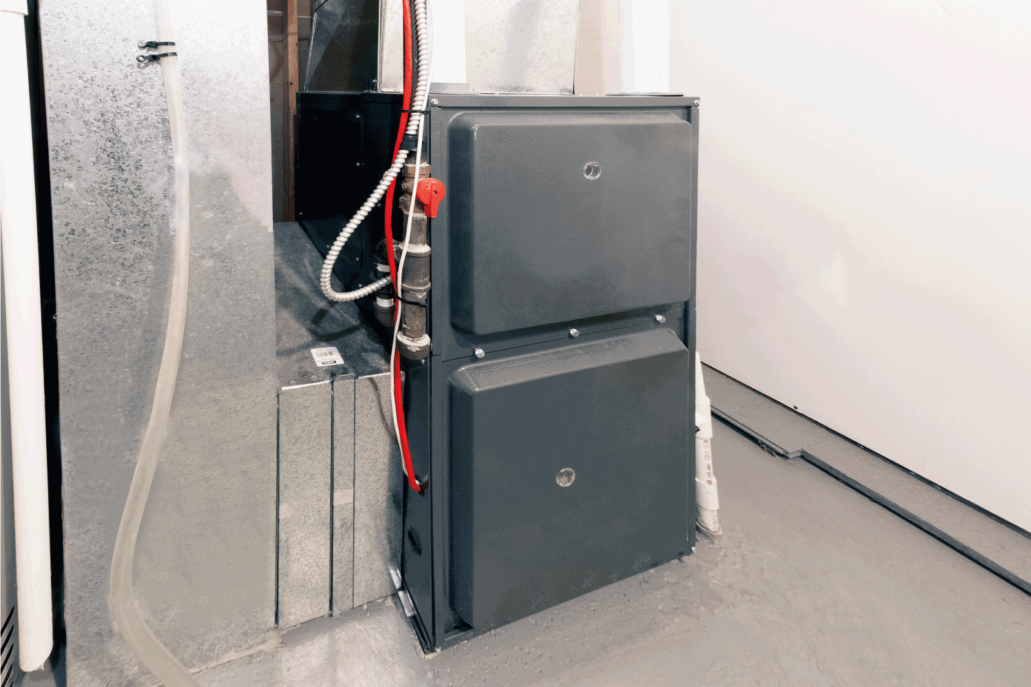 home high energy efficient furnace in a basement