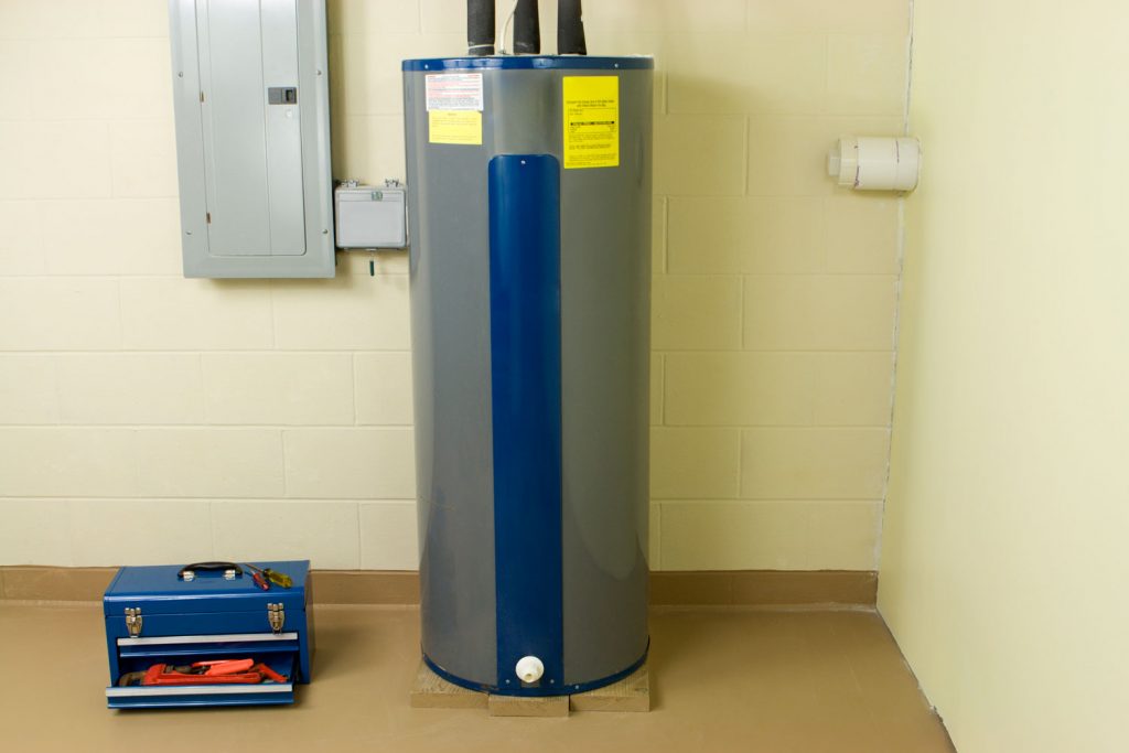 A water heater furnace placed on the basement