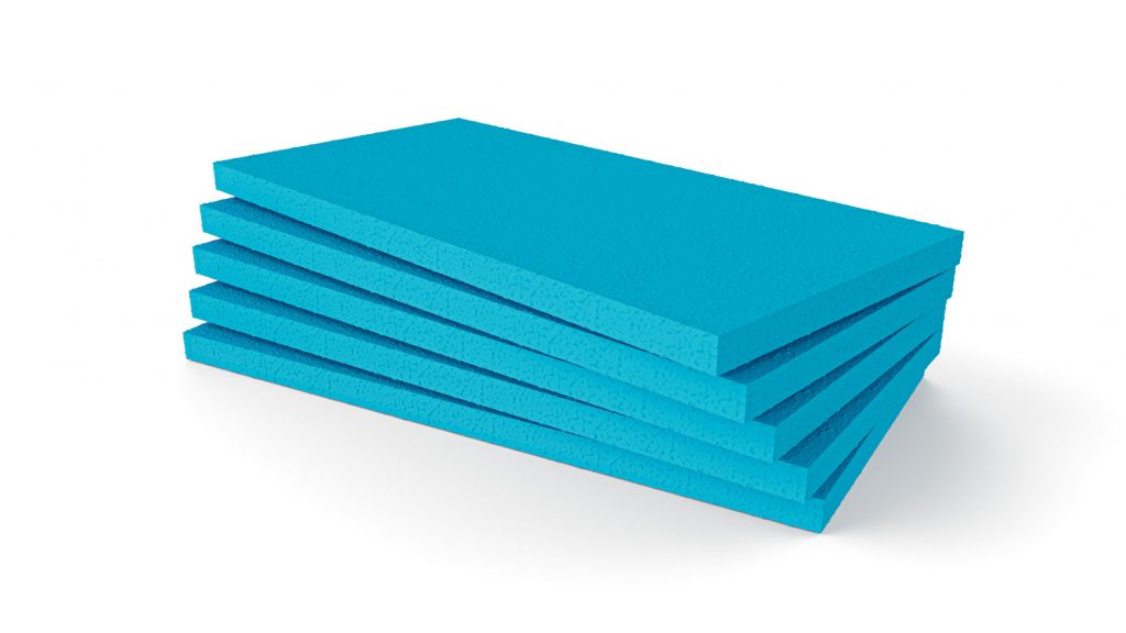 Blue styrofoam Sheet on a white background 3d illustration