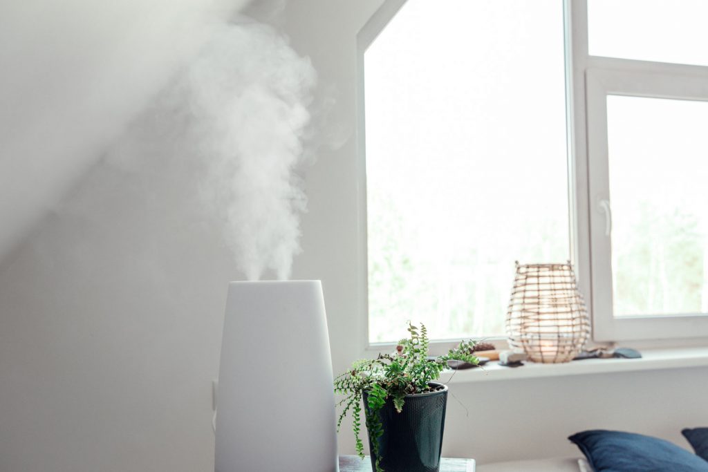 Humidifier adds water to the air by boiling water into steam