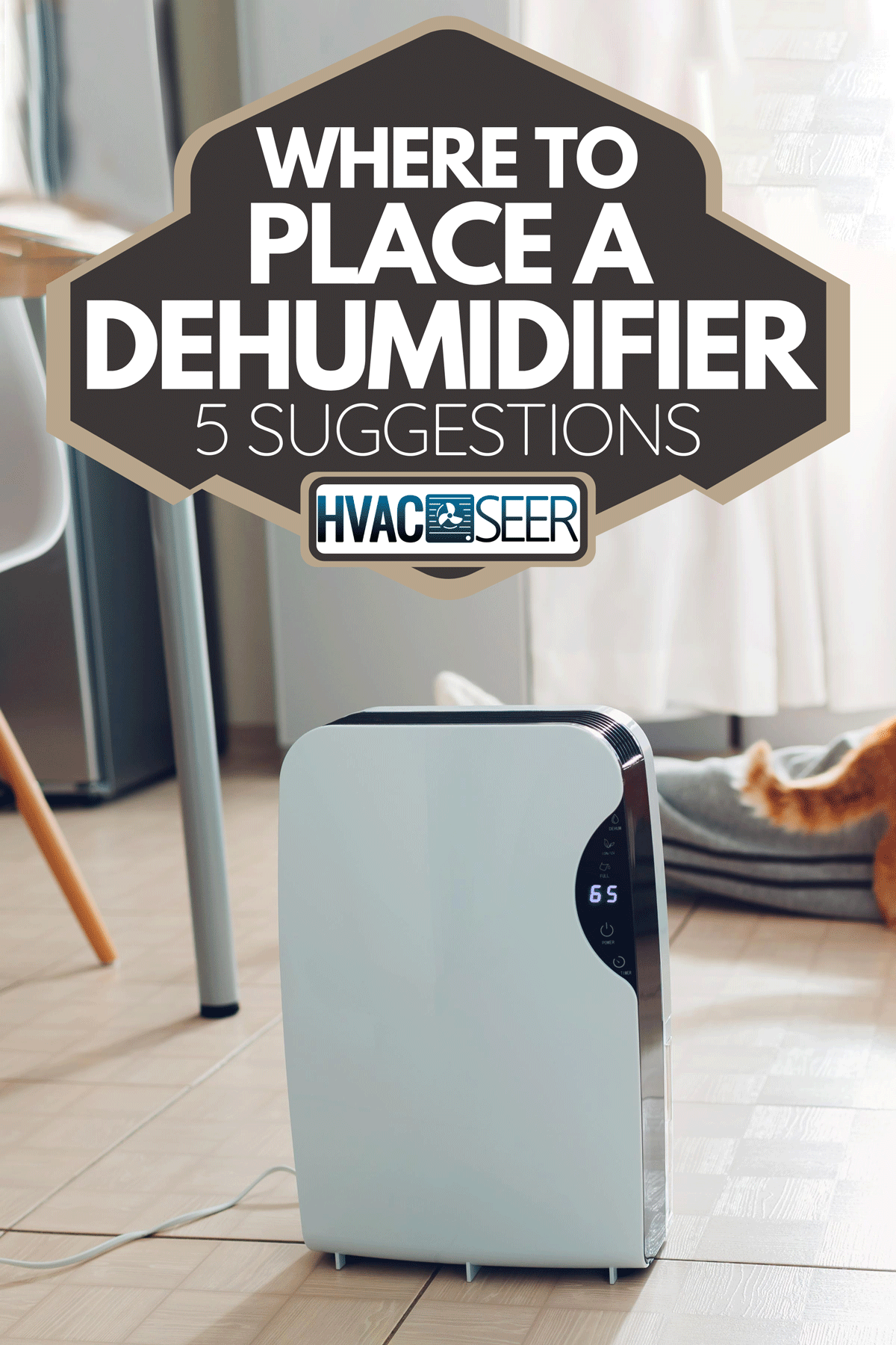 A dehumidifier with touch panel in the living room, Where To Place A Dehumidifier (5 Suggestions)