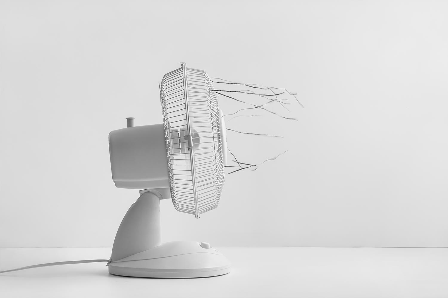 White desktop electric fan