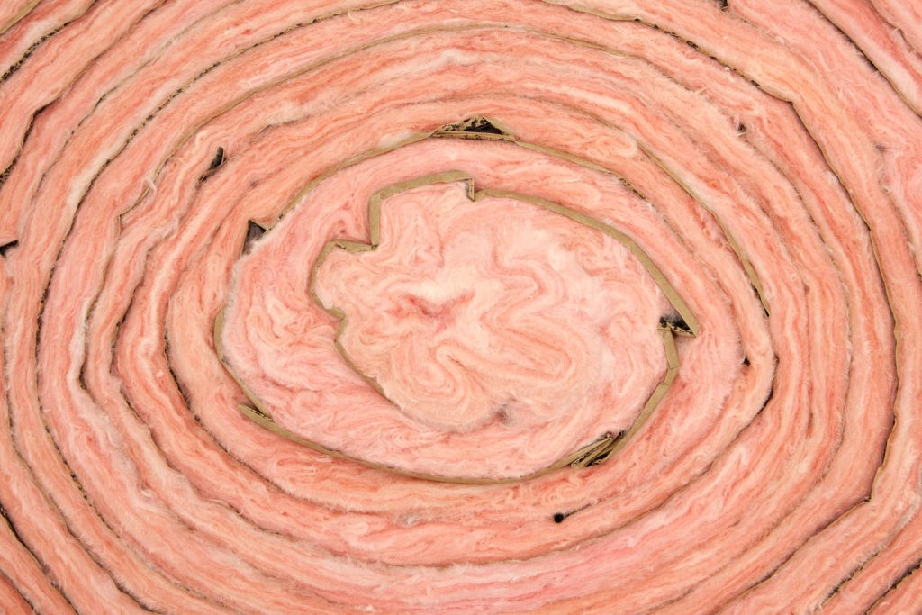 A big roll of fiberglass insulation wool