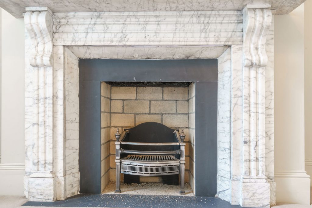 A limestone marble texture fireplace