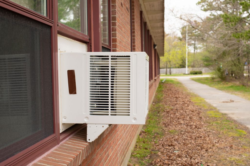 A window air conditioner at a conference room