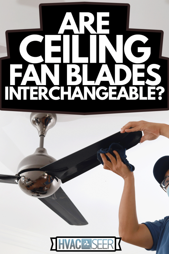 An asian Chinese male cleaning ceiling fan at home, Are Ceiling Fan Blades Interchangeable?