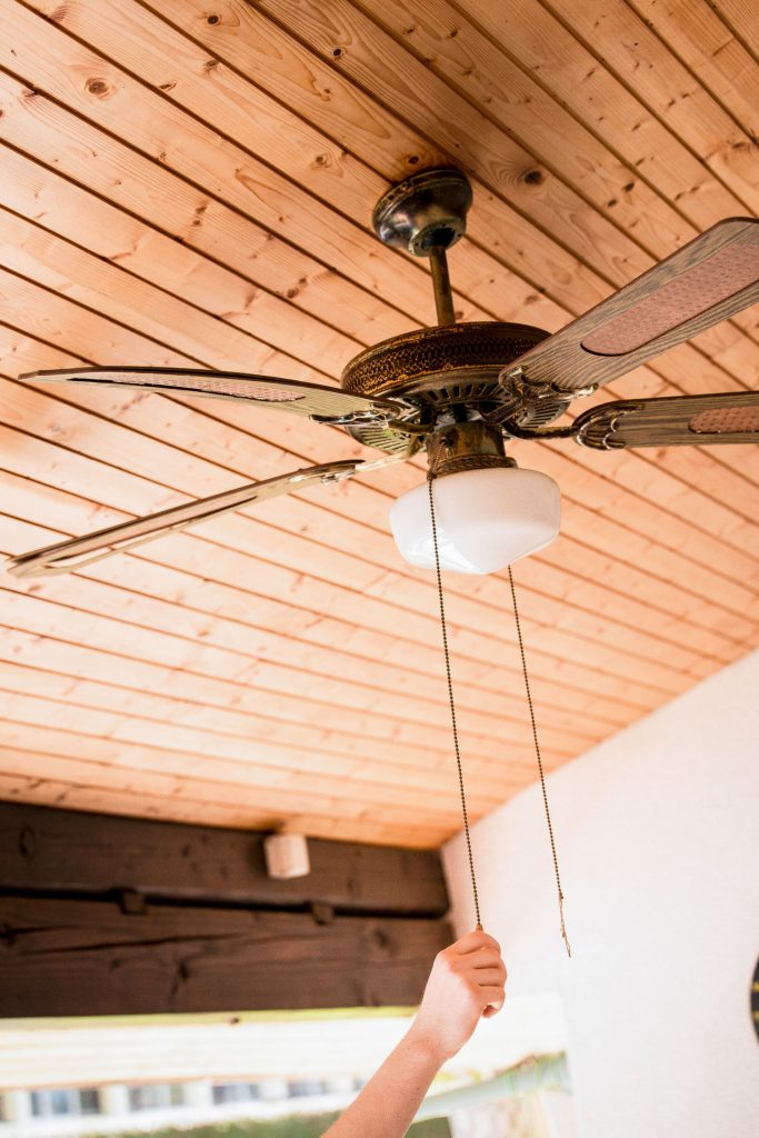 Ceiling Fan, Installing, Electric Fan, Turning on, Chain, Human Hand
