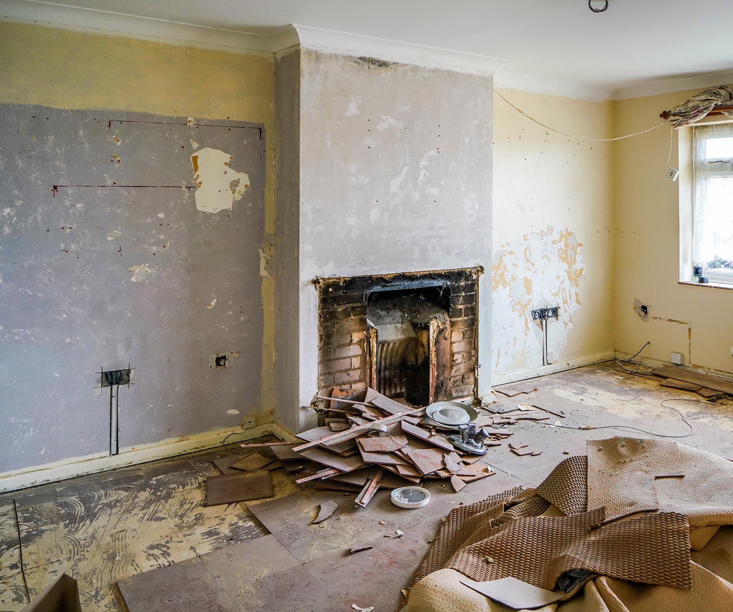 Fireplace removed from the chimney breast