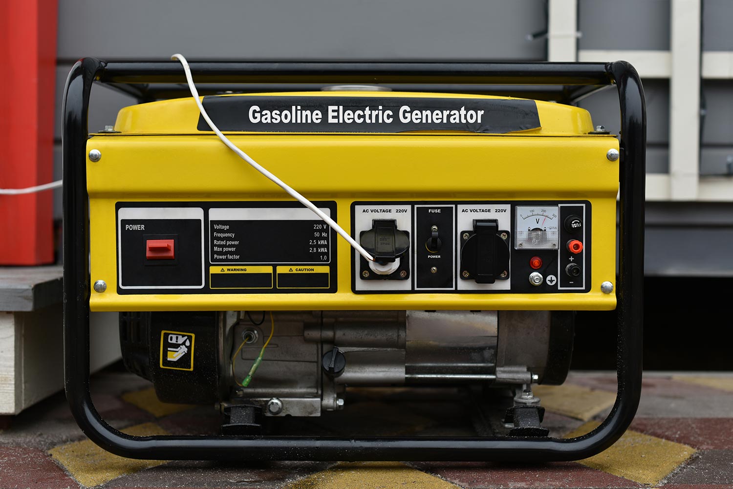 Gasoline electric generator connected to house to provide power