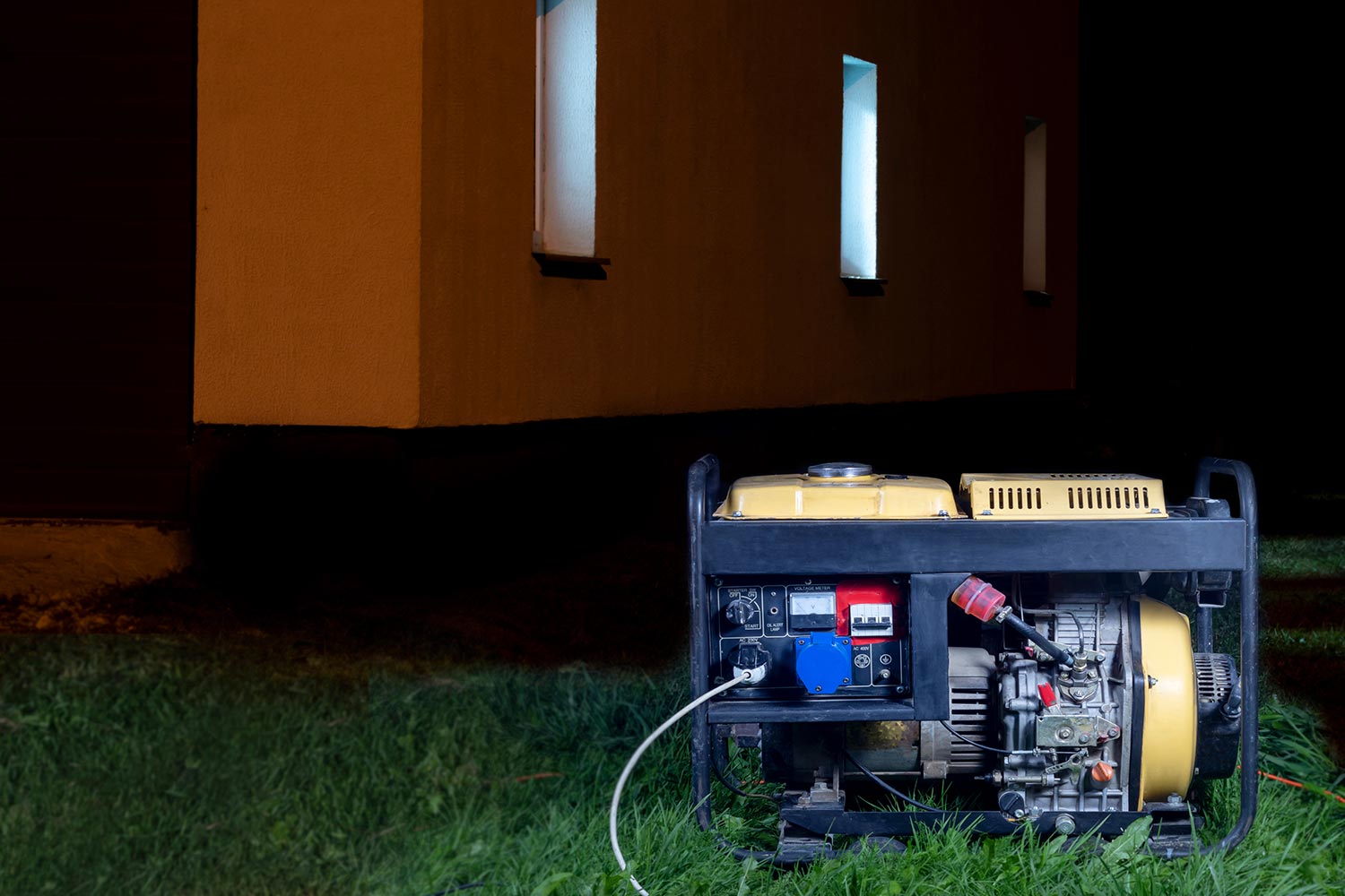 Generator running a night to generate power supply
