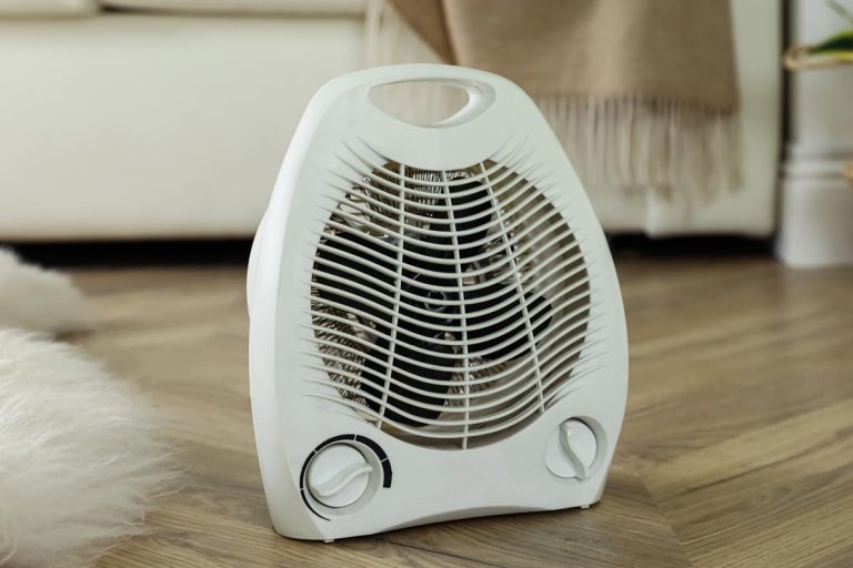 Modern electric fan heater on floor at home, How To Reset A Holmes Space Heater