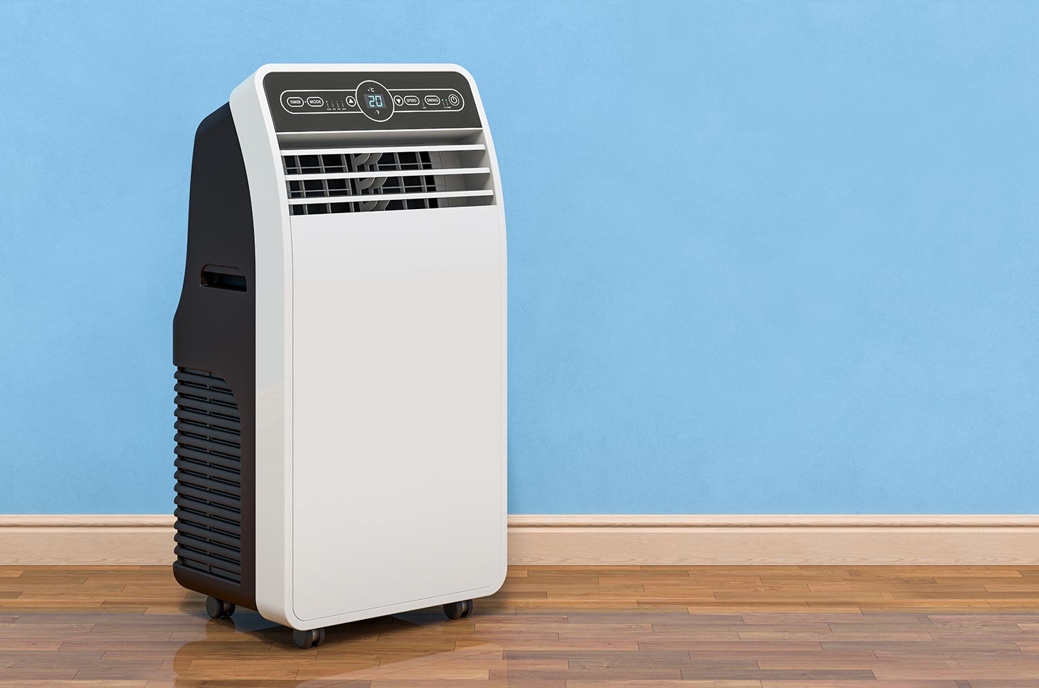 Portable Air Conditioner in room near wall