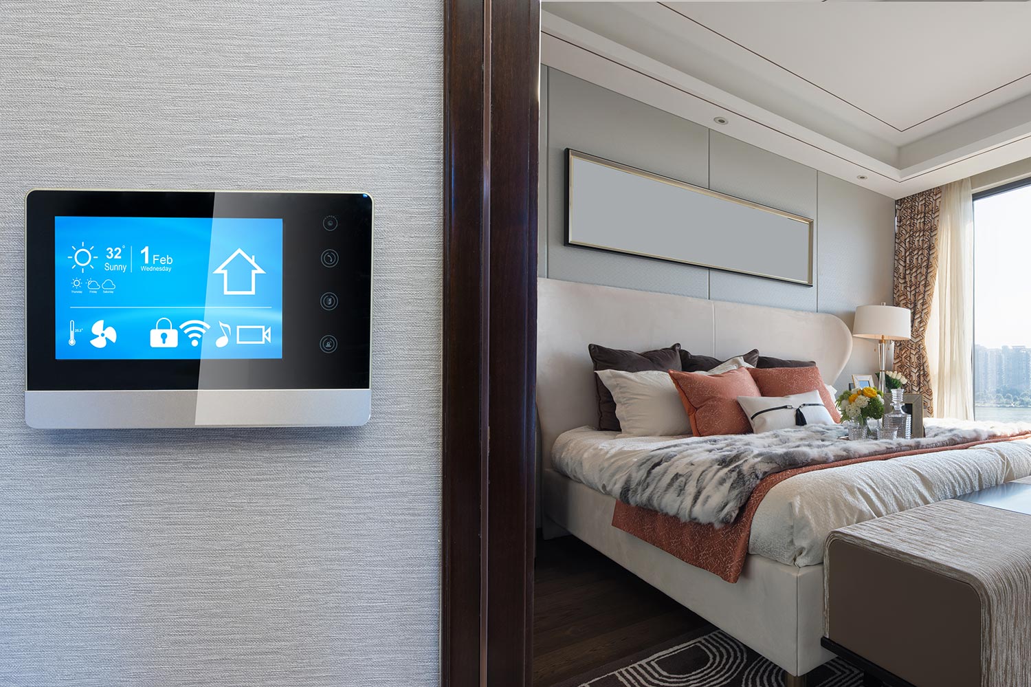 Smart home system on intelligence screen on wall