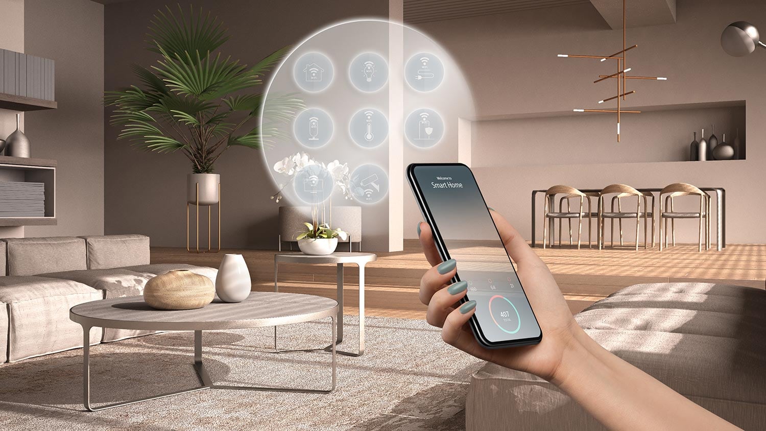 Smart home technology interface on phone app
