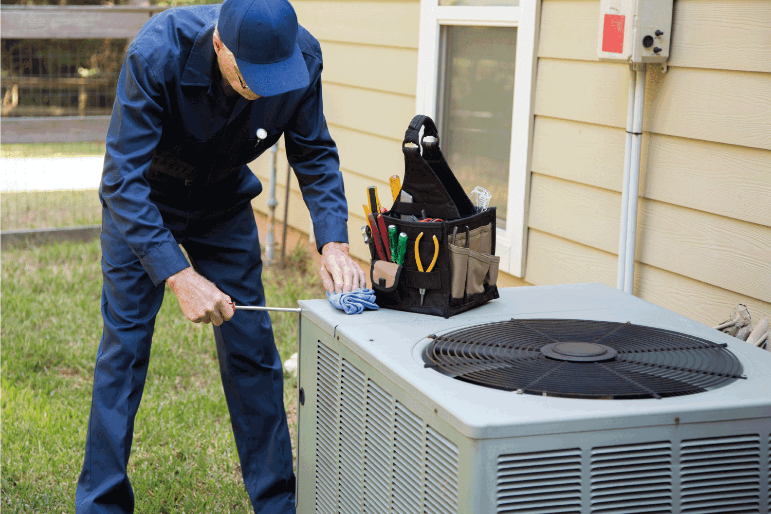 technician services outside AC units and generator