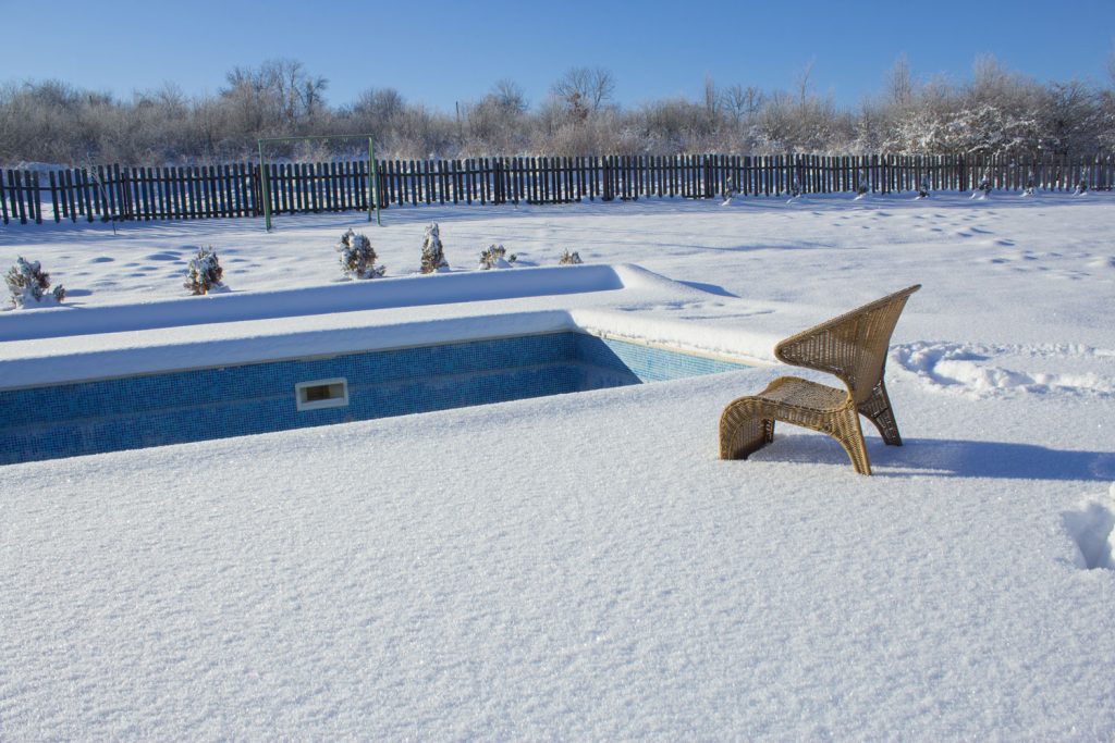 A pool covered with snow