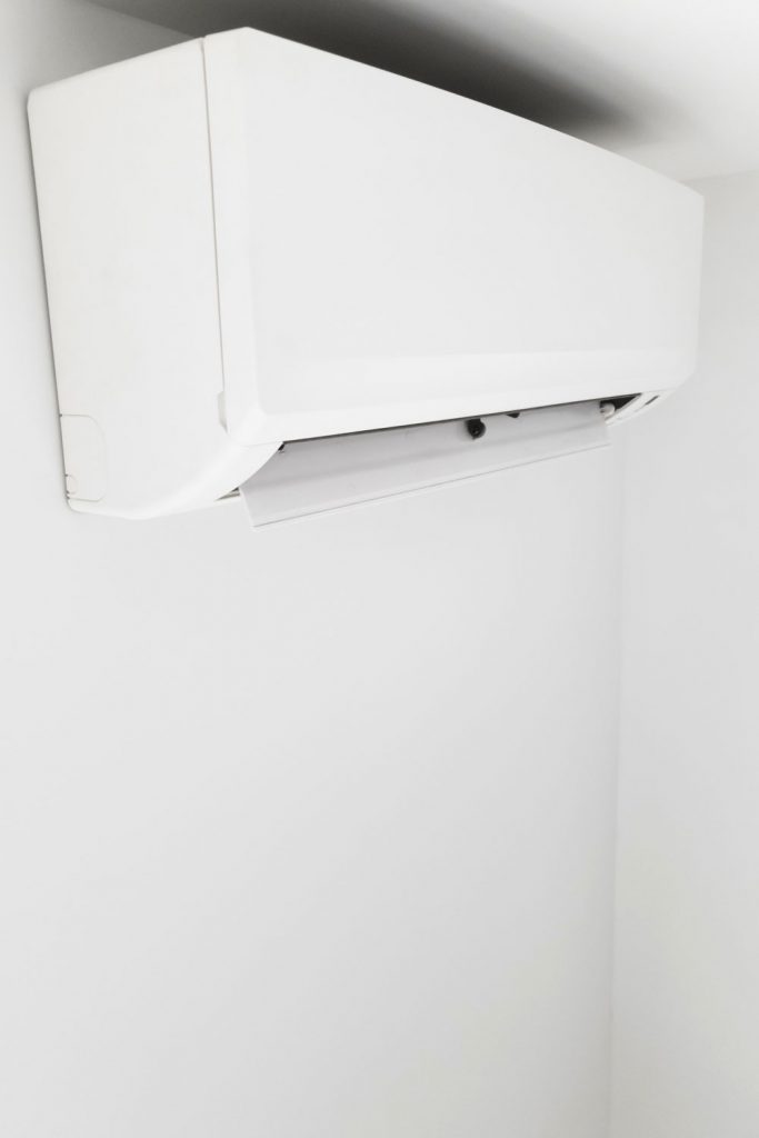 A white mini-split type air conditioning units