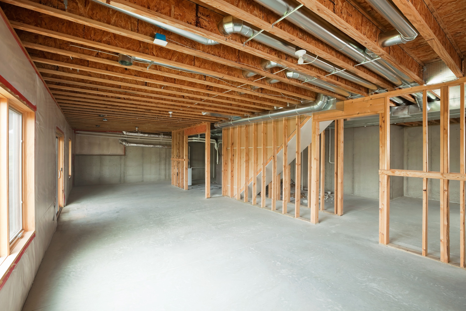 Basements are often left looking like this after initial construction, a cost saving move which allows for future expansion.