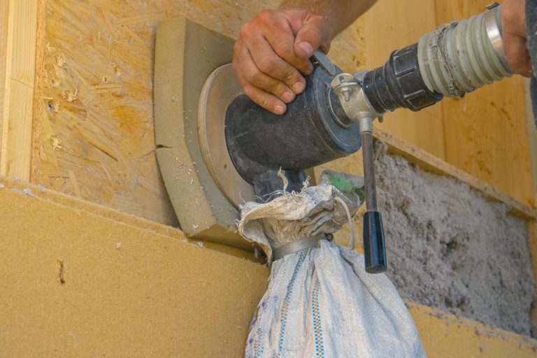 A builder uses a cellulose blower to insulate the wood wall with recycled paper, Can You Mix Fiberglass And Cellulose Insulation?