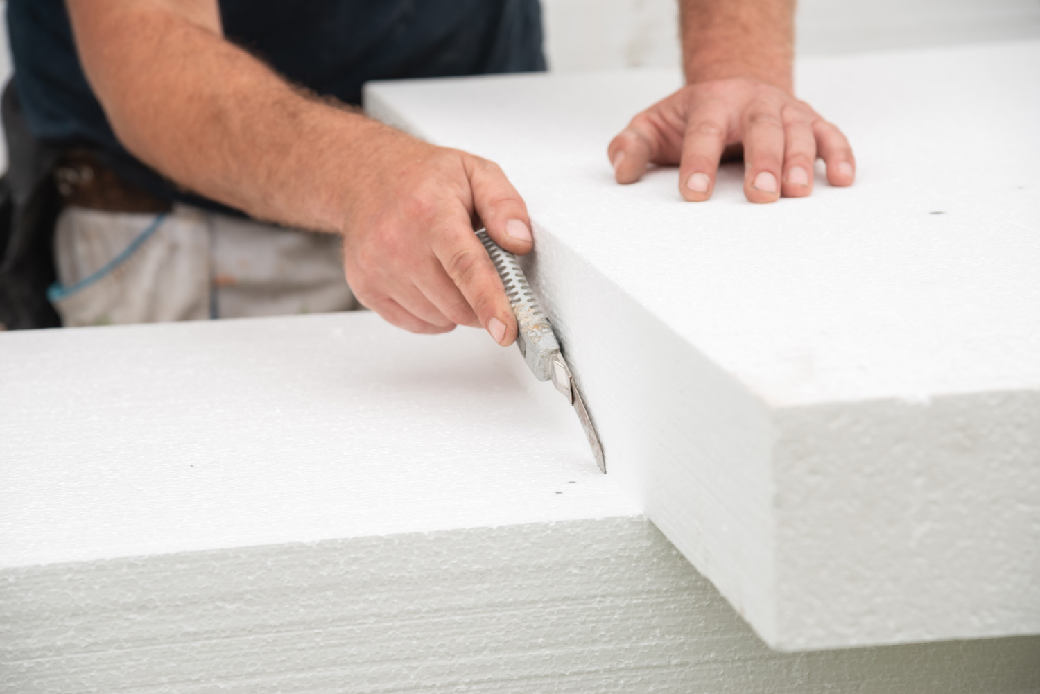 Cutting styrofoam block