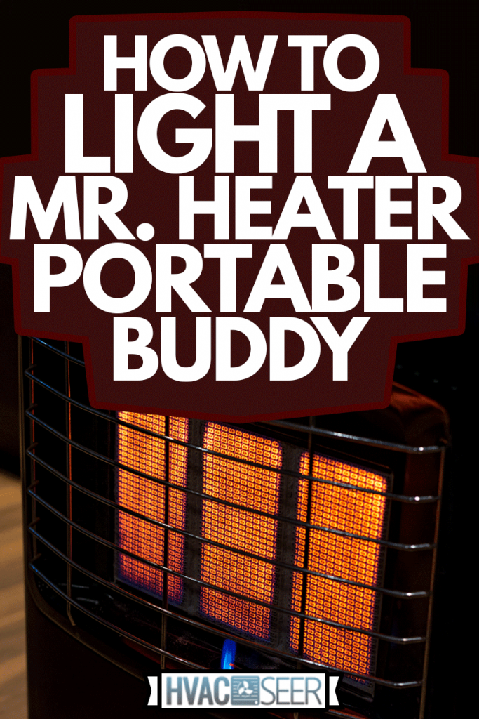 An isolated gas heater on a freezing cold winter night burning at full capacity, glowing orange and radiating heat, How To Light A Mr. Heater Portable Buddy