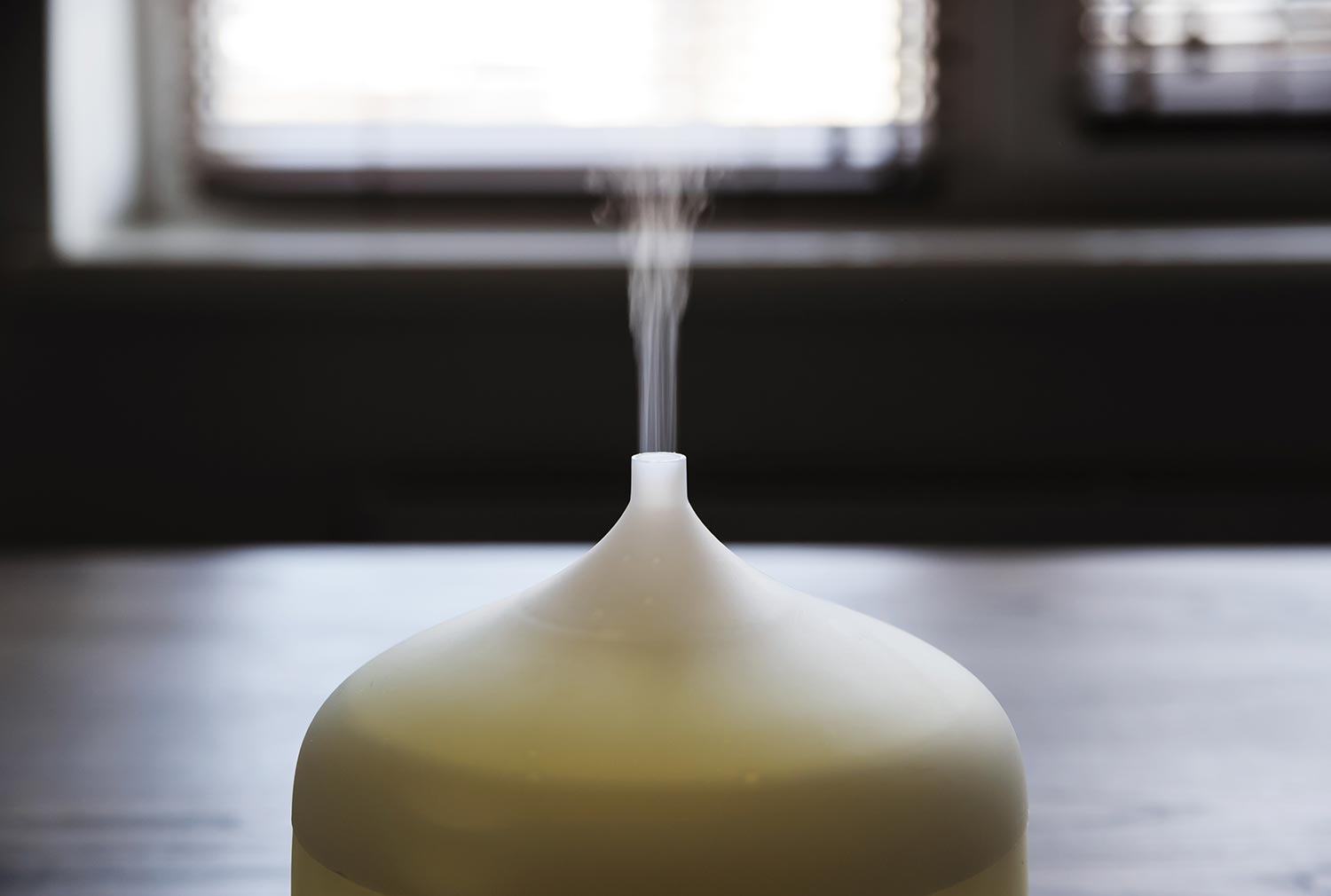The cold steam is flowing up from the aroma diffuser