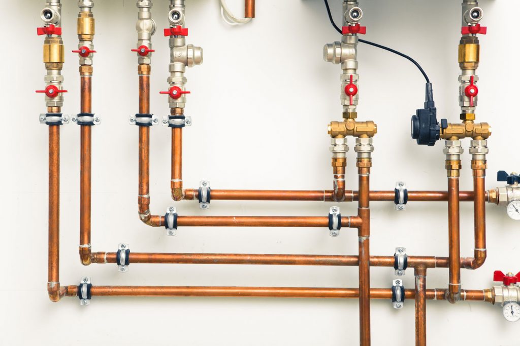 copper pipes in boiler-room
