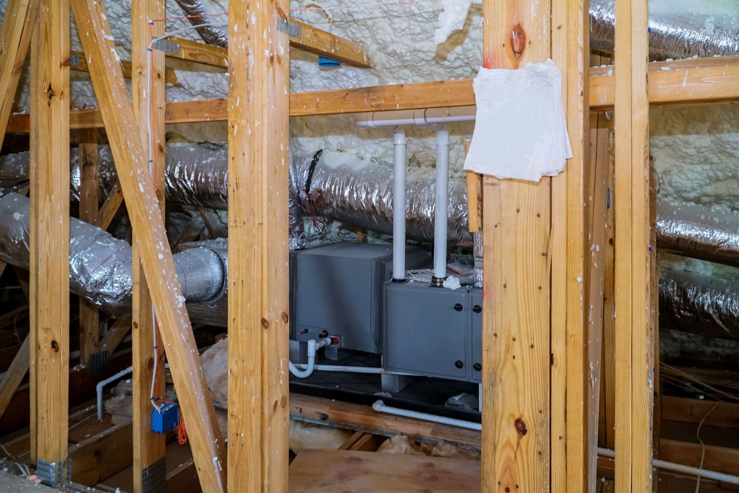 Aircondition installation system in attic