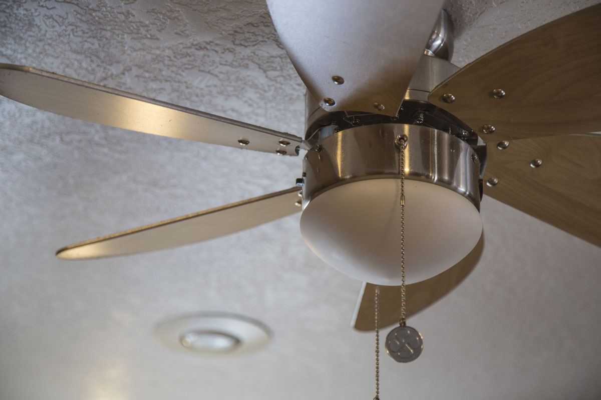 Ceiling fan kitchen living room angle attached to a wood white