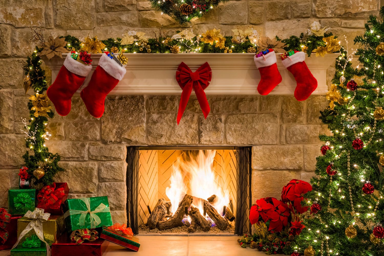 Christmas theme fireplace
