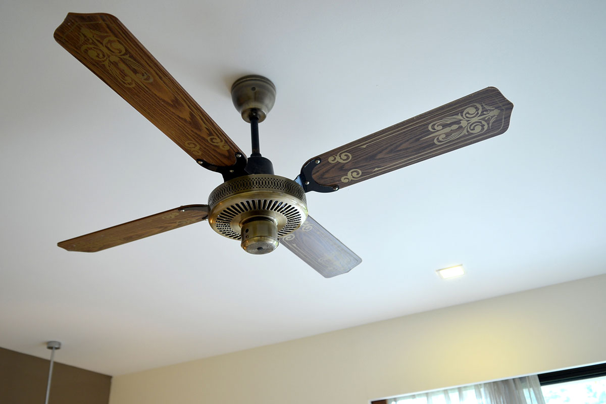 Wooden Ceiling fan aesthetic type inside a living room