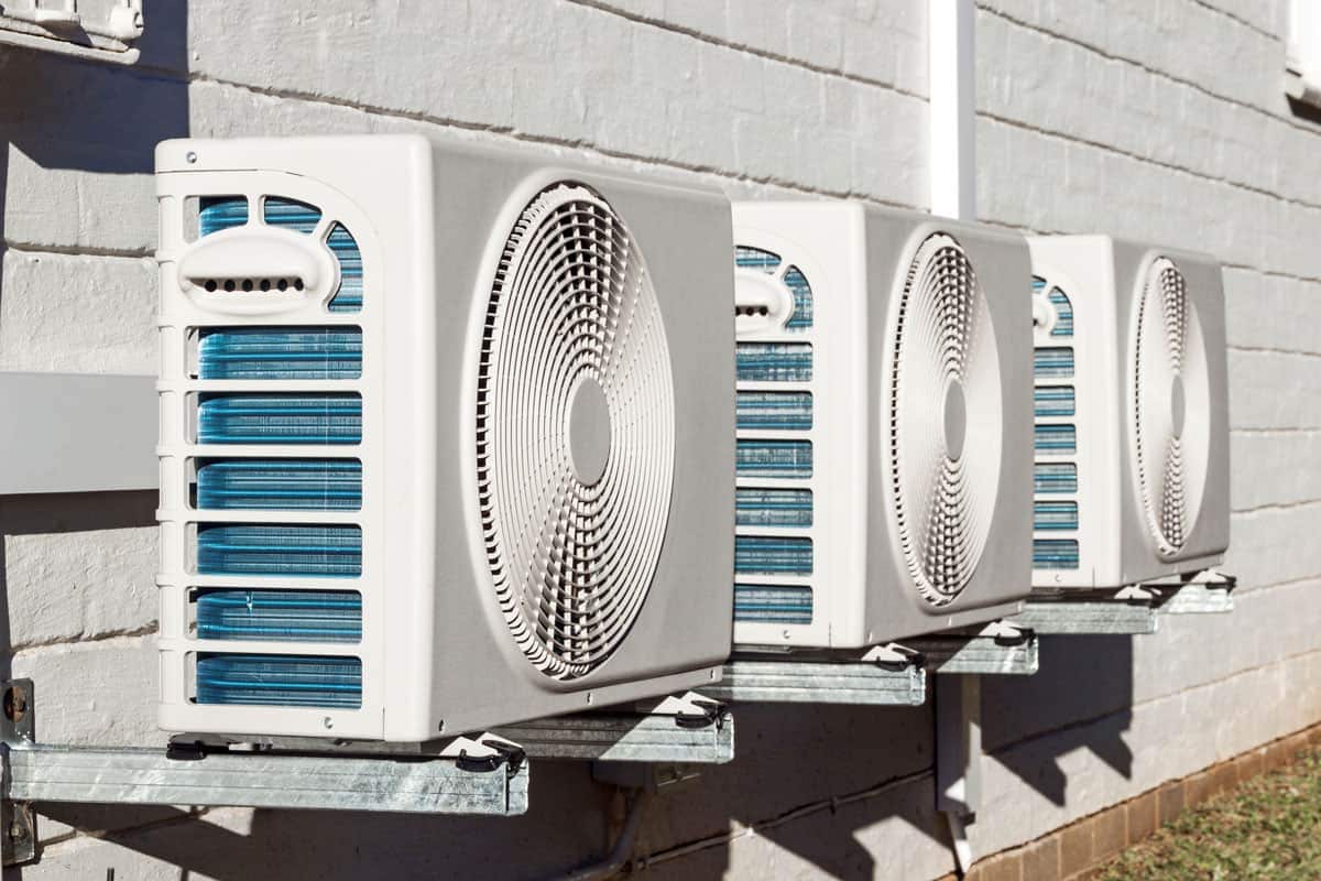 installed airconditioning units mounted on exterior wall