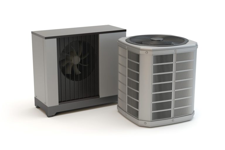 Central air conditioners, Air heat pumps, white background - How Much Does It Cost To Install Central Air With No Existing Ductwork