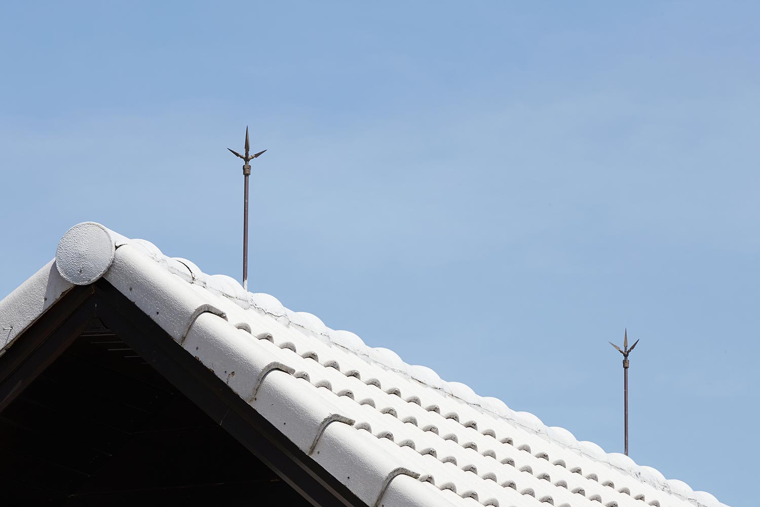 Air terminal rod or Lightning rod on the roof of a building