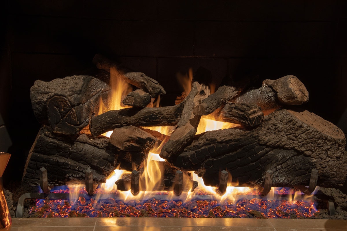 Ceramic coal logs for gas fireplace