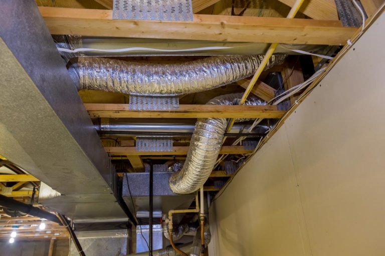 A framed home installation of air conditioner and heating ductwork, Can You Tap Into Existing Ductwork For Basement Heat