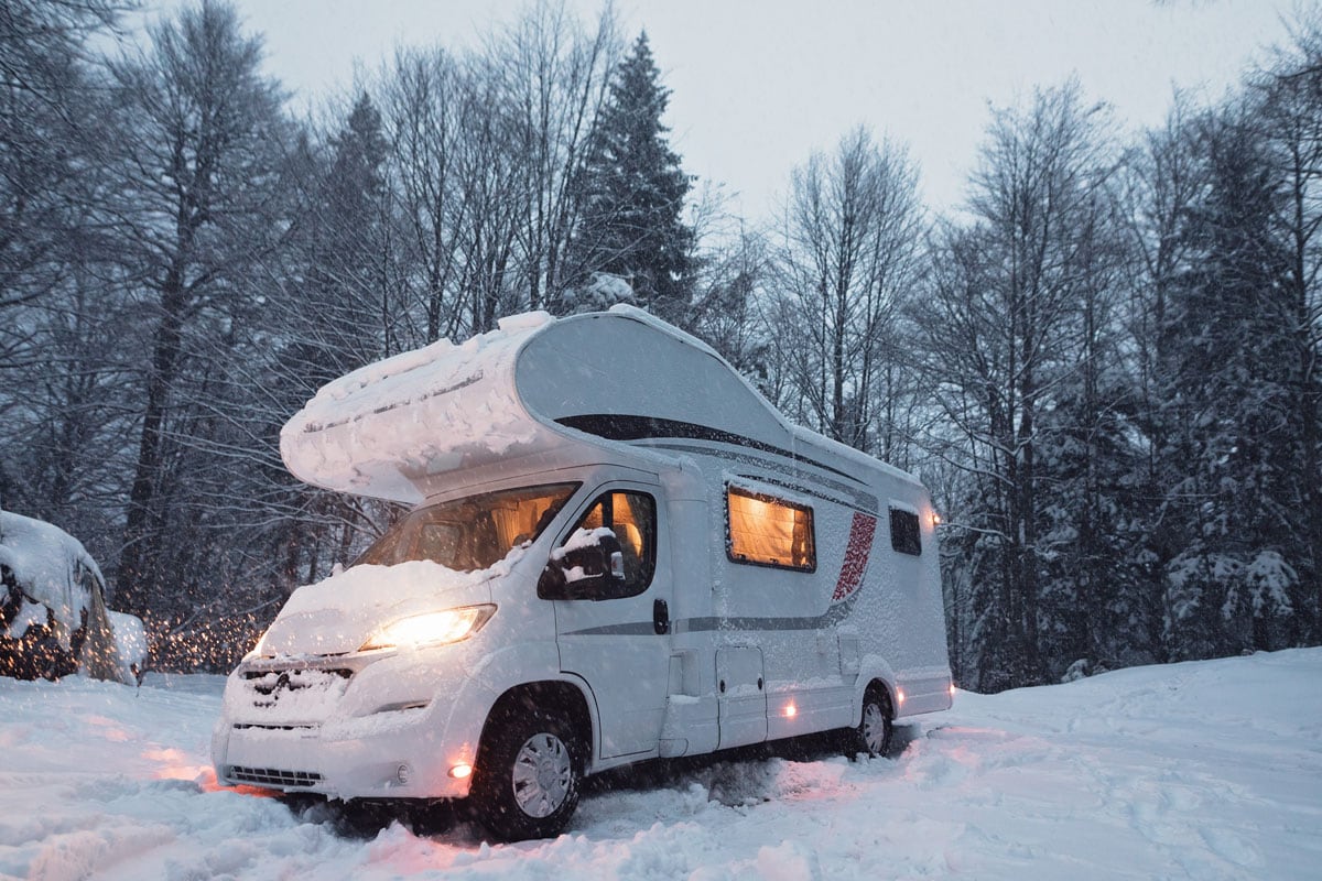 Van Camper in the winter season perfect for a life of a traveler