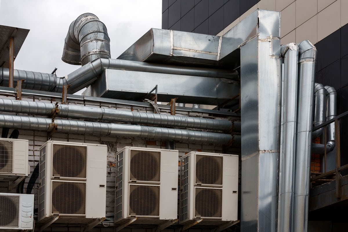 old outdoor ventilation air ducts and air conditioners