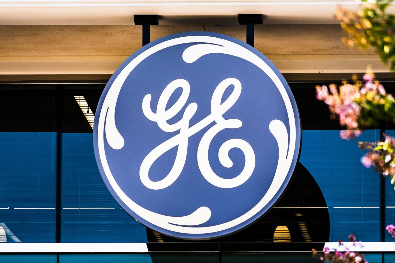 A Huge General Electric logo in their factory