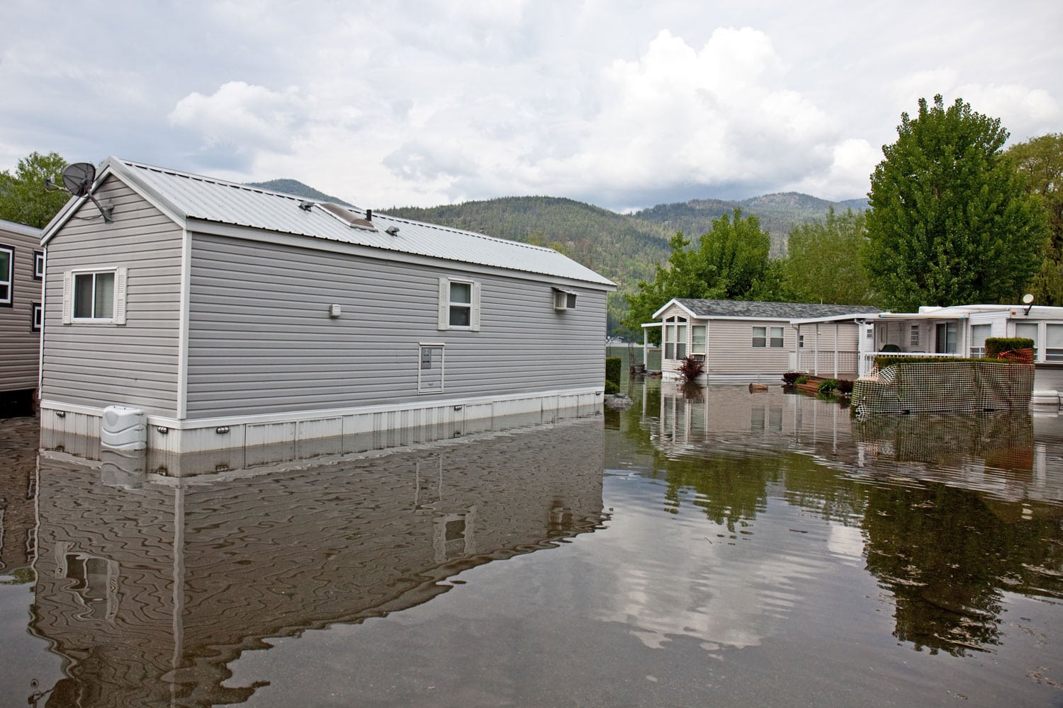 Flooded mobile homes