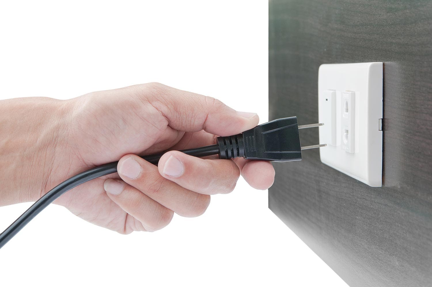 Hand unplug or plugged and wall