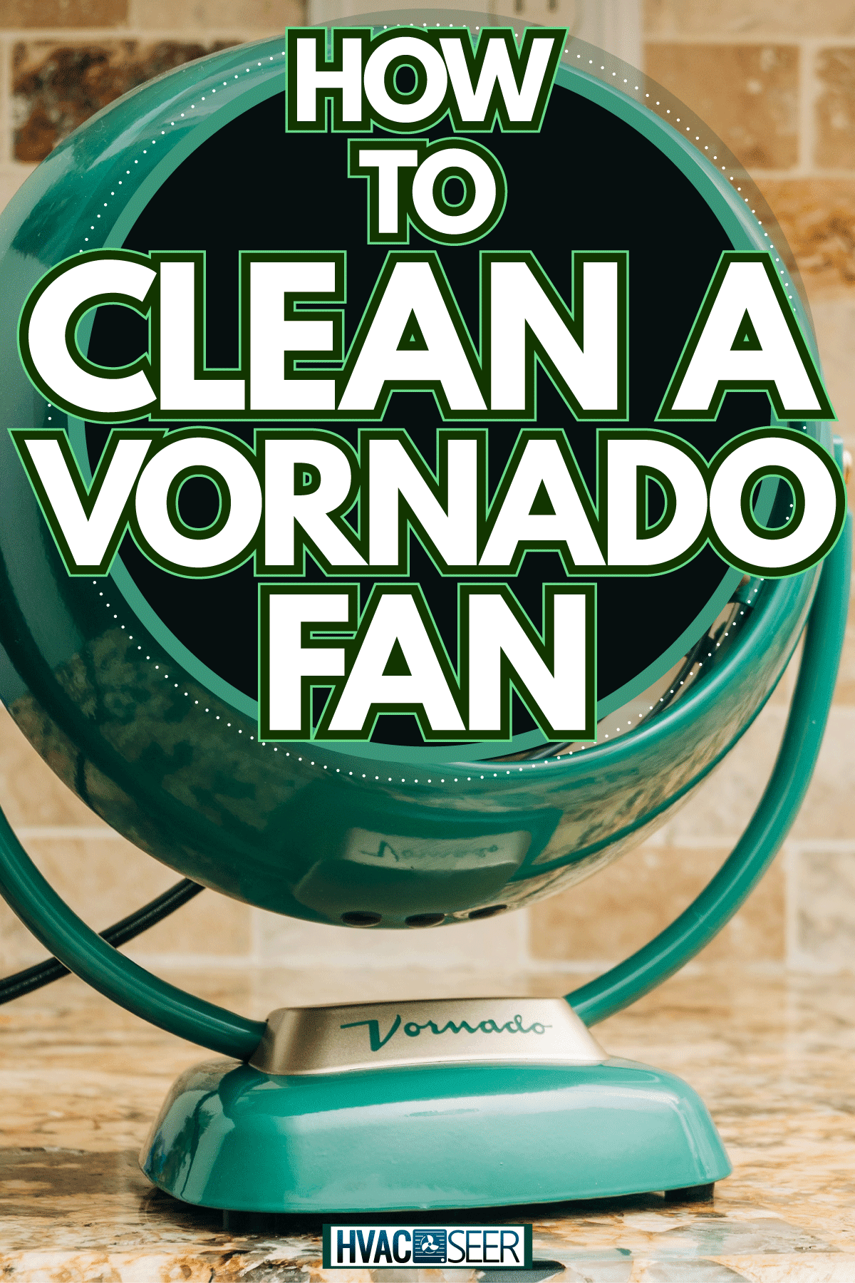 A small green Vornado fan on at the corner of the room, How To Clean A Vornado Fan