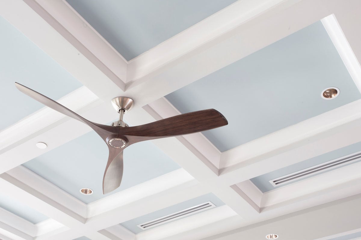 Large Interior Fan on a Blue Coffered Ceiling