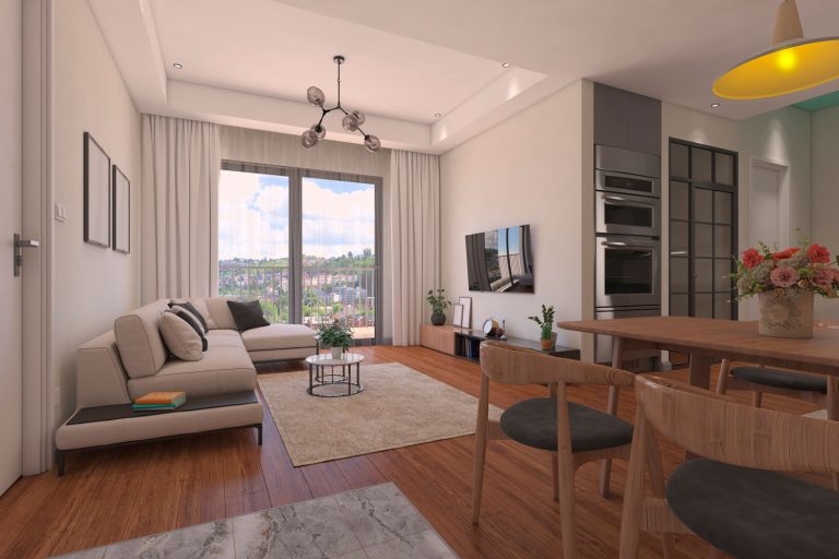 Luxurious spacious living room at condominium with hardwood flooring and white walls with matching curtains, How Much CFM Do I Need For 2,000 Square Feet?