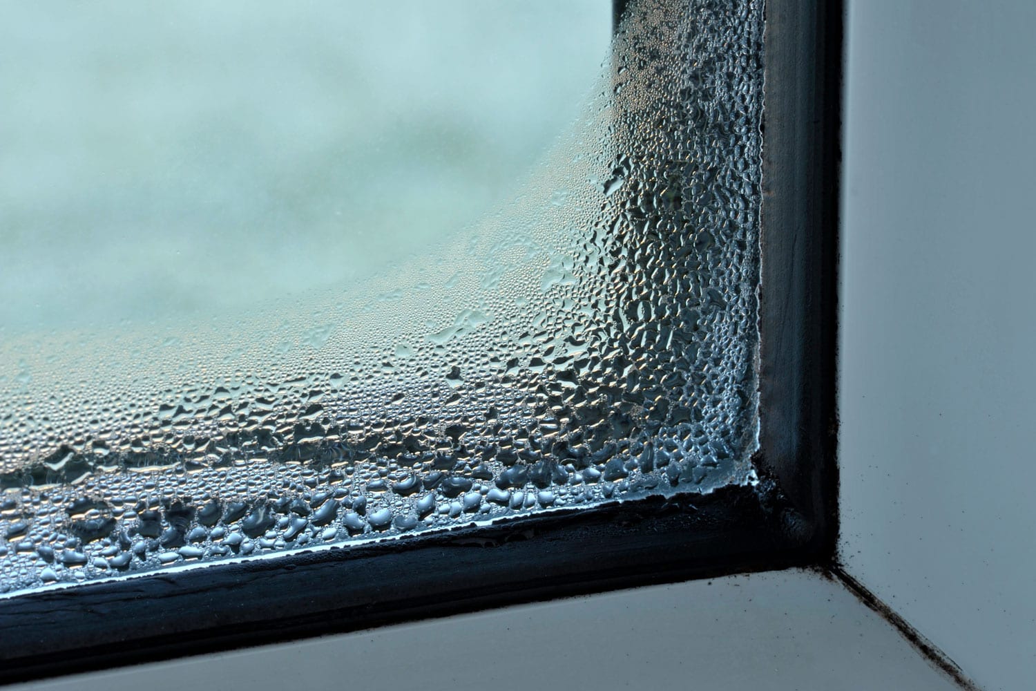 Moisture on the glass due to humid atmosphere in the room